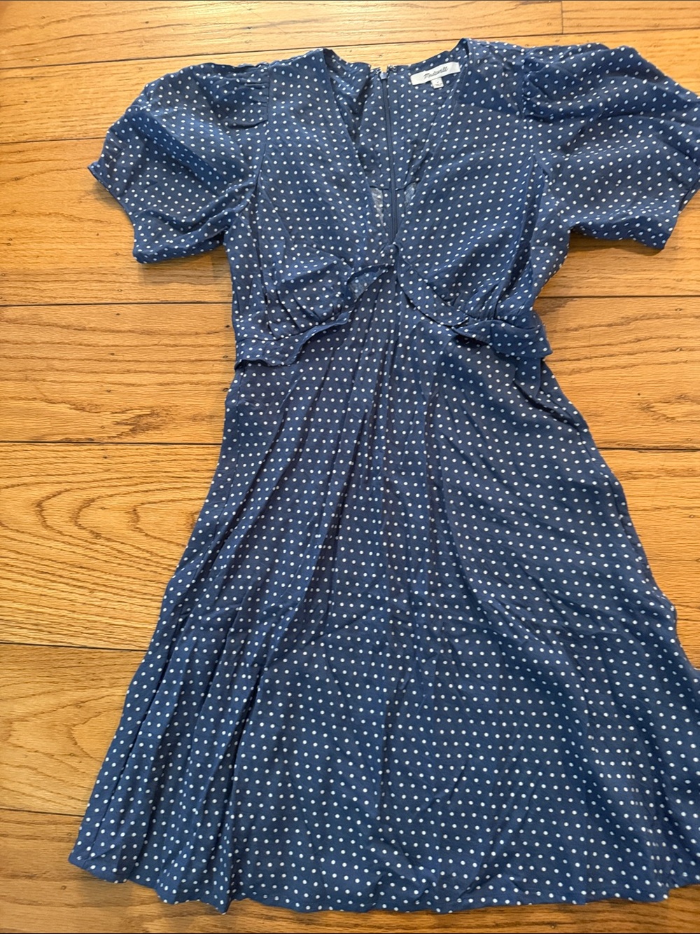 Madewell Navy Blue Polka Dot Midi Dress